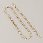 Victoria – Kette und Armband mit schimmerndem Rundknopf