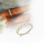 Dahliana – Ring Margerite in Silber Verstellbar und Handbemaltem Emaille