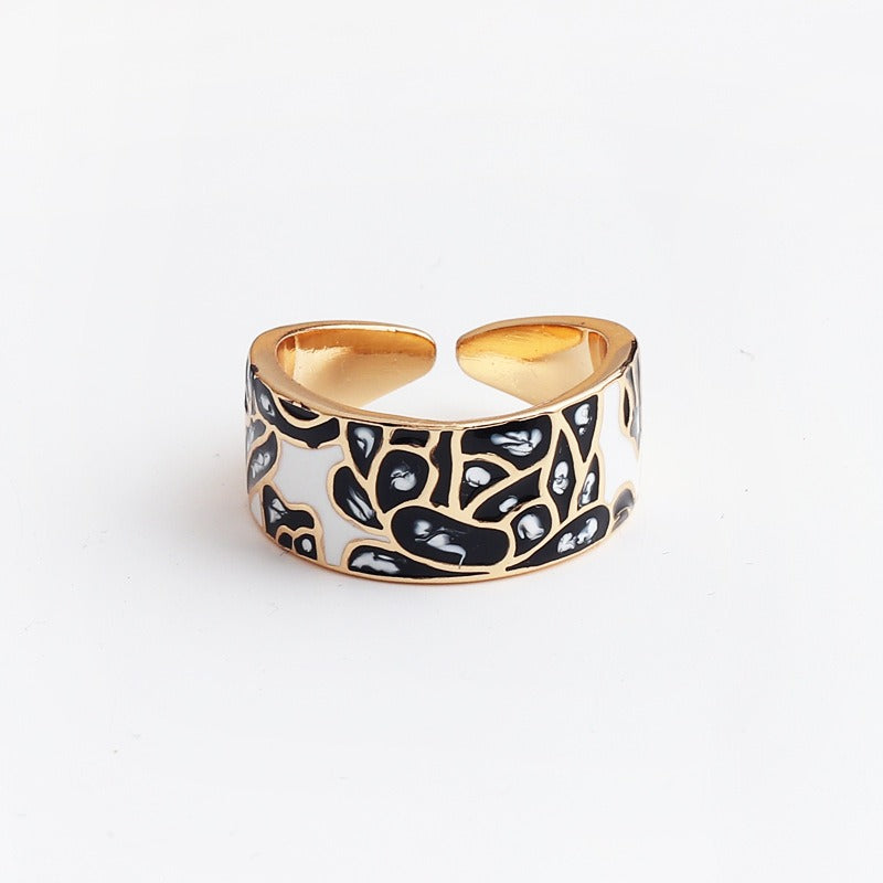 Kamille – Ring Camille Groß Blau Blattmuster