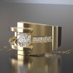 Lyra – Vintage-Ring Gold mit Unregelmäßiger Zirkonia