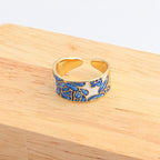 Kamille – Ring Camille Groß Blau Blattmuster