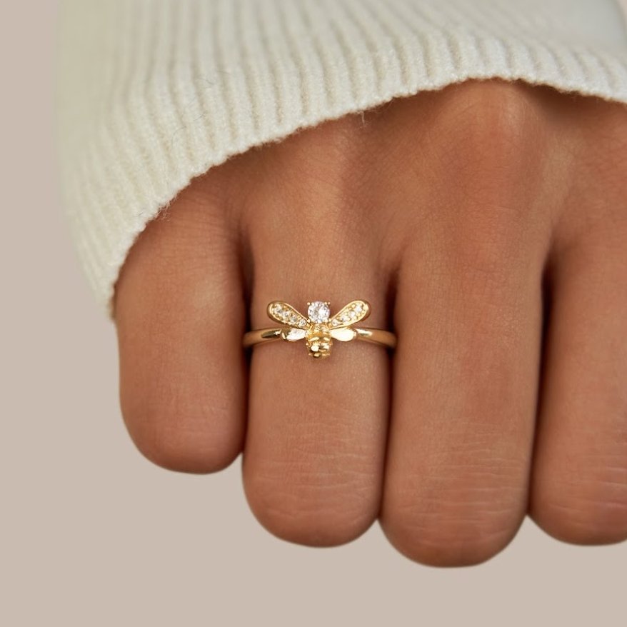Laila - Kristall- und Goldbienen-Ring