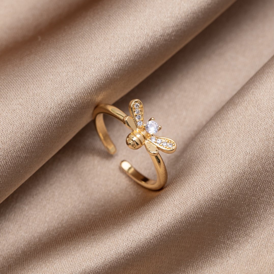 Laila - Kristall- und Goldbienen-Ring
