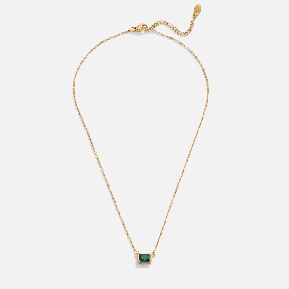 Damen Anhänger-Halskette mit Rechteckigem Stein und Zarter Kette