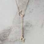 Mond und Stern - Lariat Stil Halskette