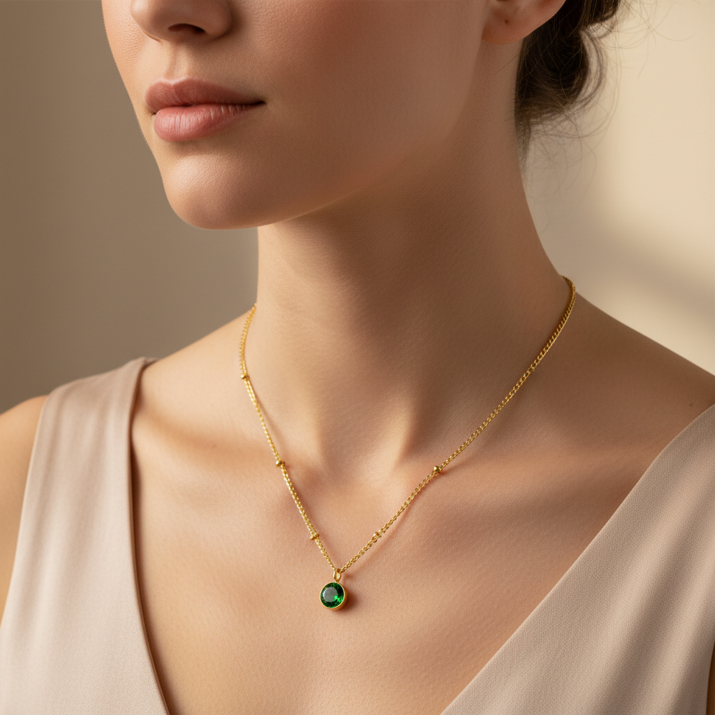 Neza – Stilvolle und zeitlose Smaragd-Goldkette