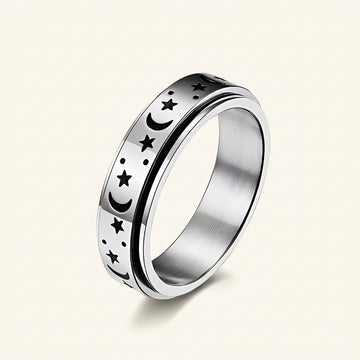 Damen Ring mit Mond- und Sternmotiv und flexibel verstellbarem Design