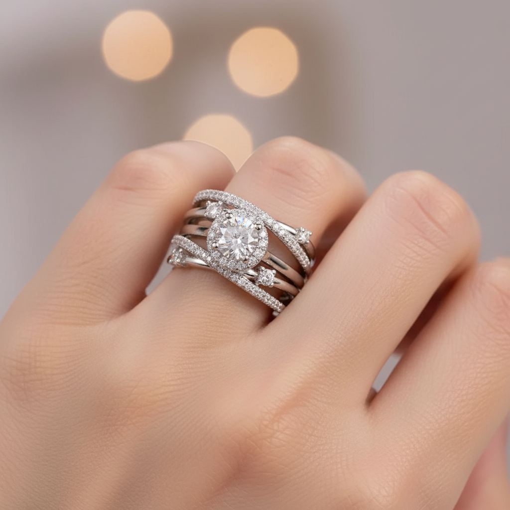 Ivanna – Ring mit Glitzernden Zirkonen Verschlungen