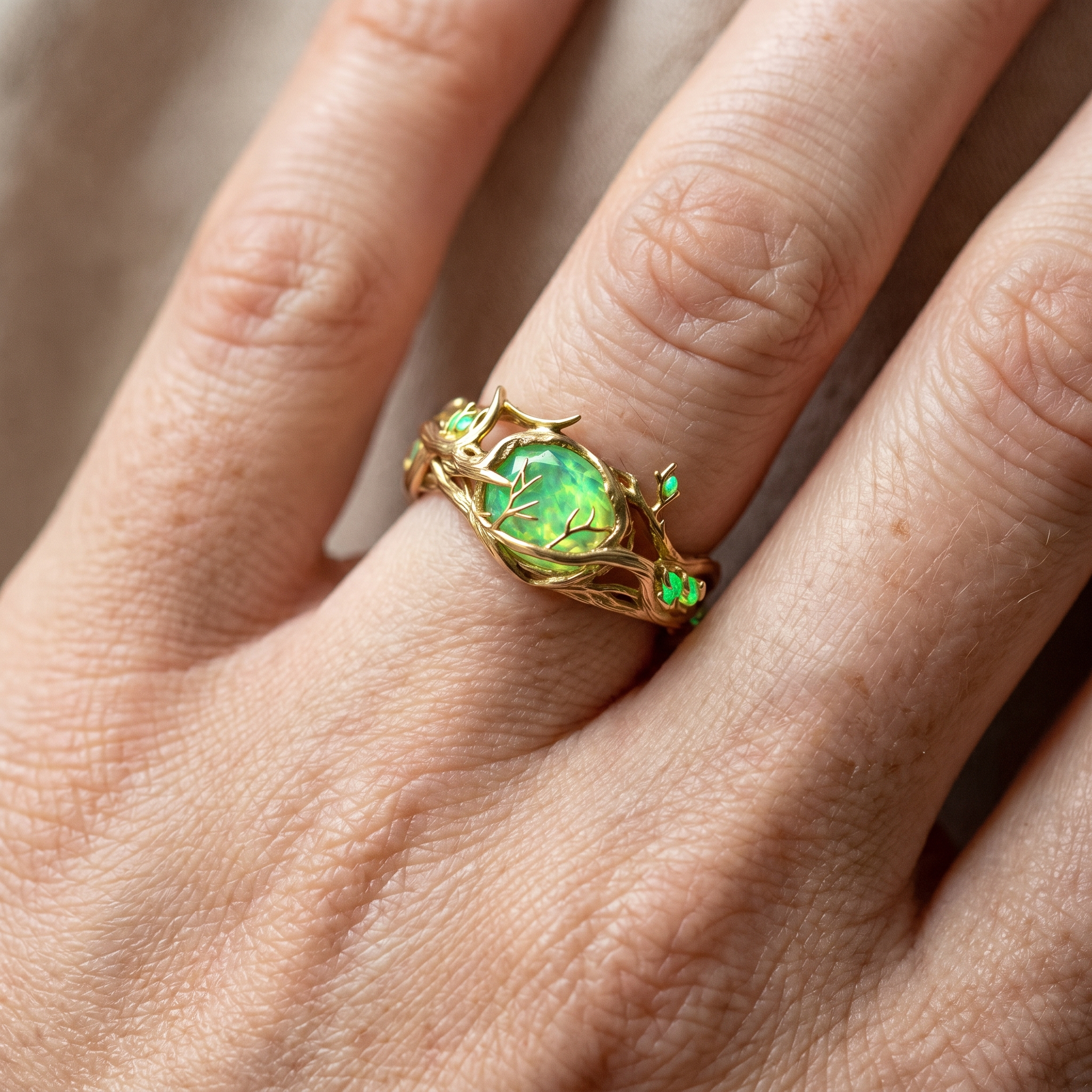 Marianne – Ring mit grünem Opal
