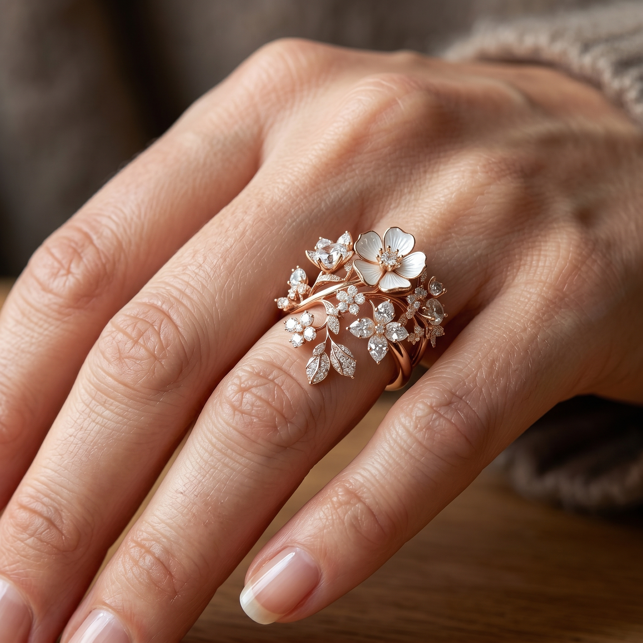 Viviane – Ring Blume Kristall Funkelnd