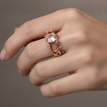 Elina – Verzauberter Ring mit rosa Detail und Blumen