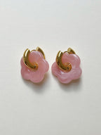 Blumige Charme Rosa Donut Creolen