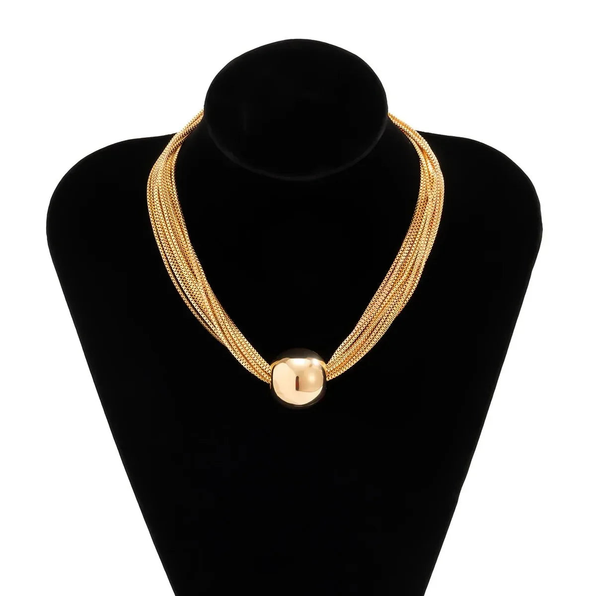 Damen 2-teiliges Halsketten- und Armband-Set mit geschichtetem Kettendesign und Kugel-Detail