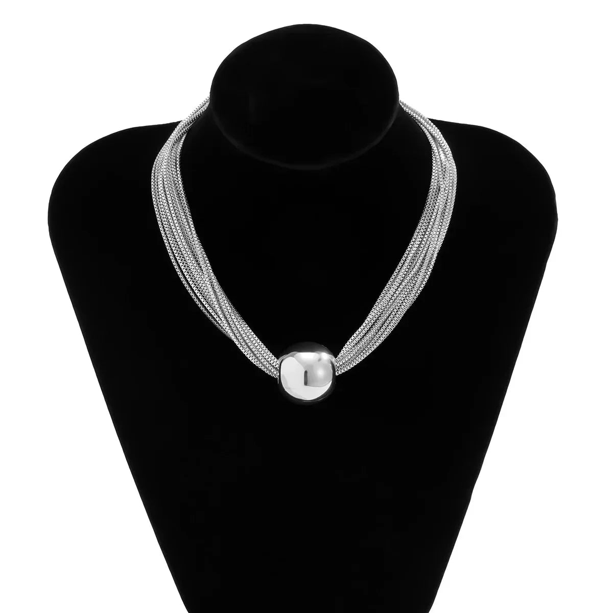 Damen 2-teiliges Halsketten- und Armband-Set mit geschichtetem Kettendesign und Kugel-Detail