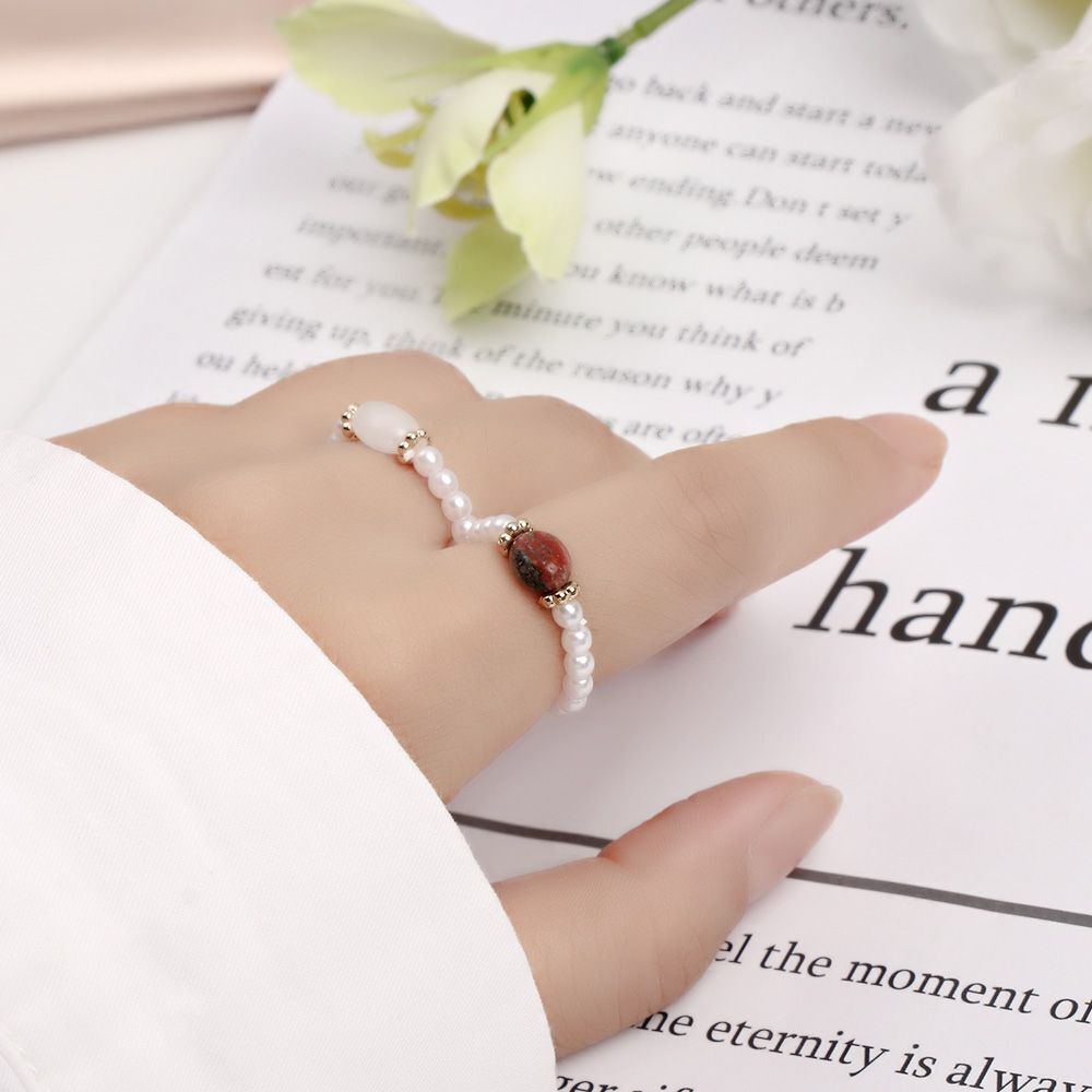 Steinperle - Vintage-Ring mit Perlen