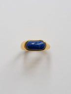 Aria - Blauer Stein Glatter Goldring