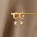 Weiße Elfenbein CZ Gold Creolen