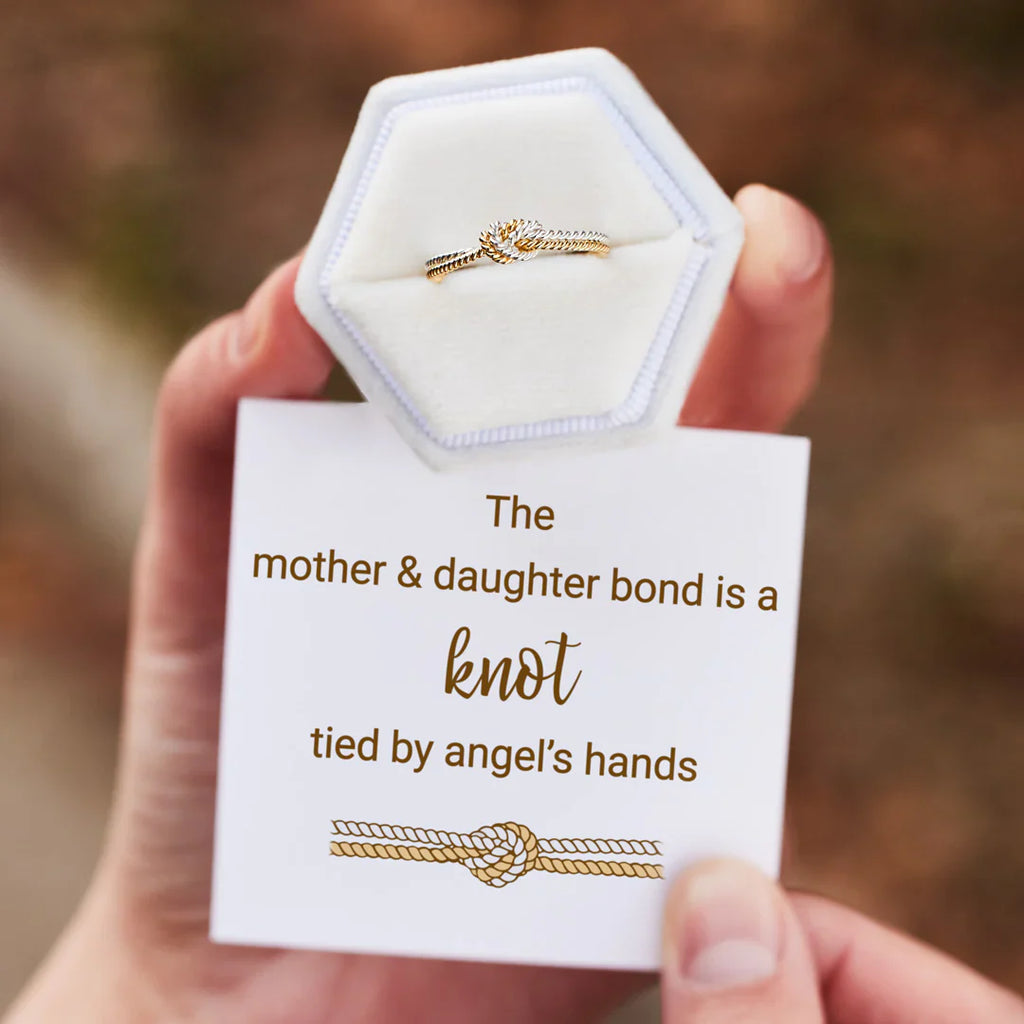 Mutter & Tochter Bond Ring - Ring mit 2 Strängen und Knoten